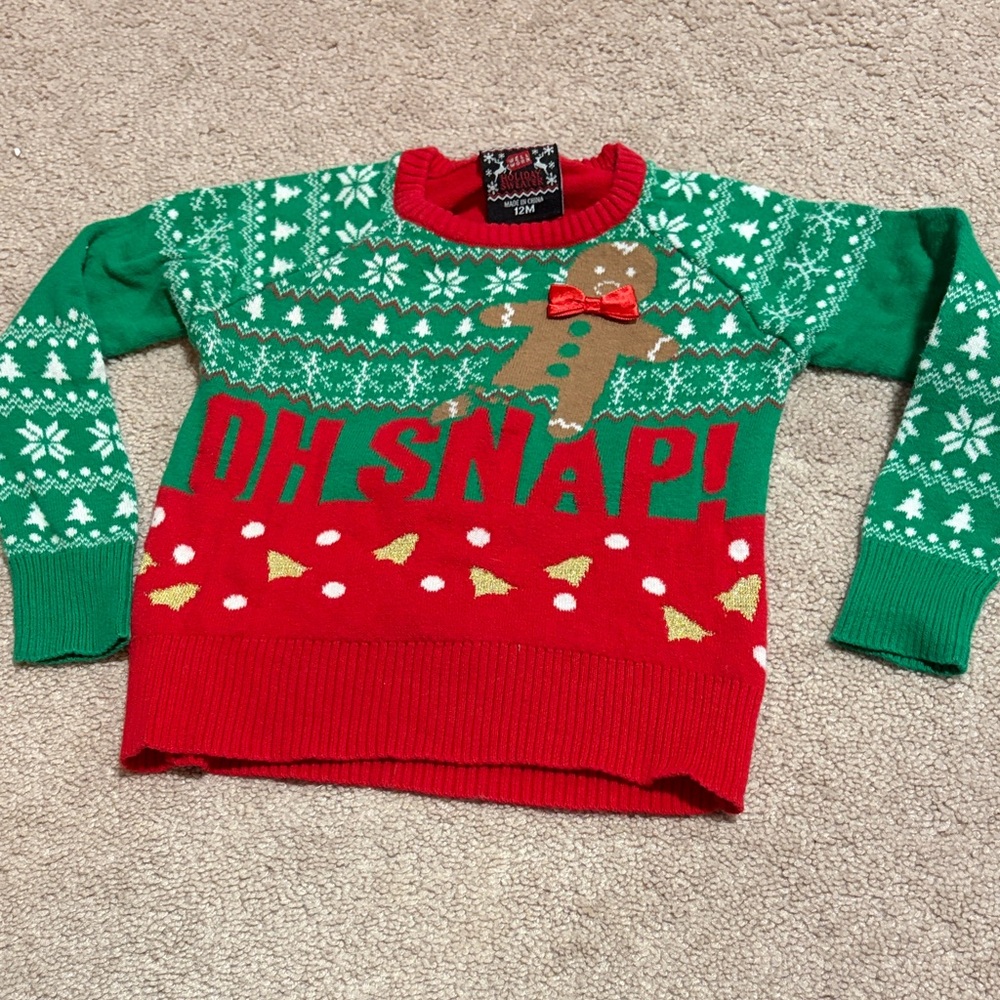 Festive Green and Red Gingerbread Sweater